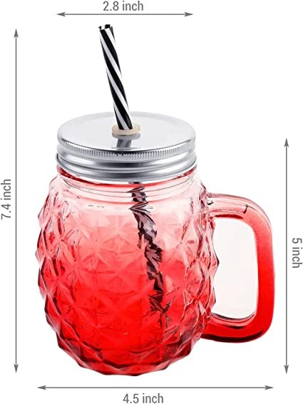 Mason Jar Mug Glasses With Straws & Lids