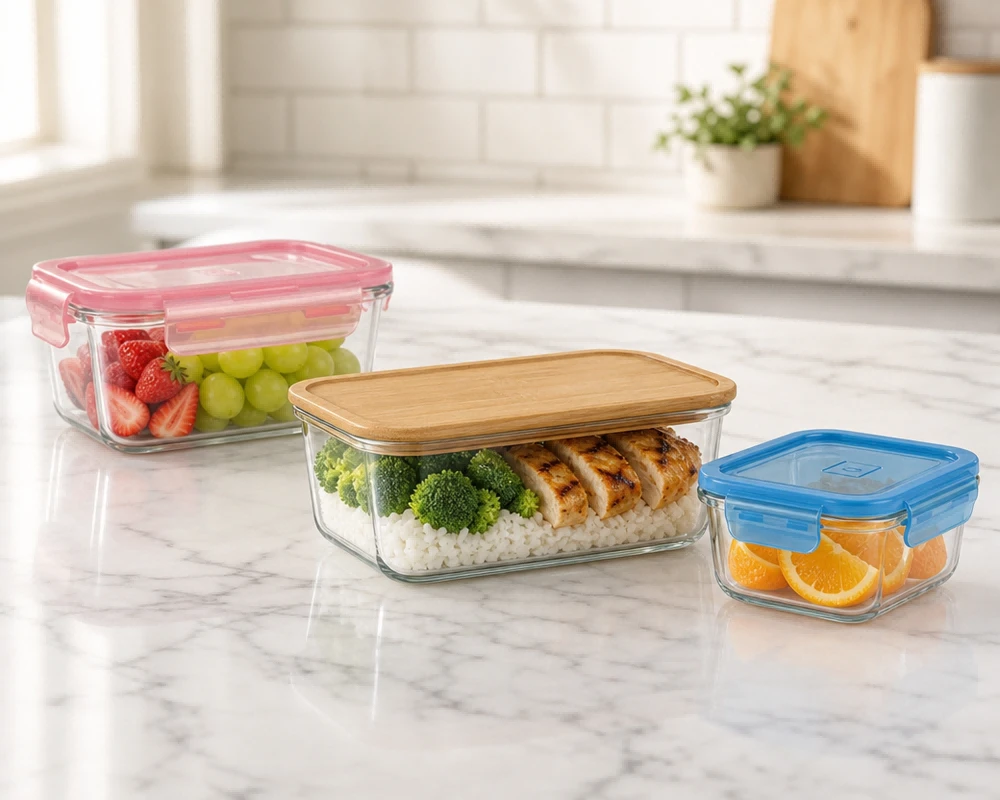 Custom glass lunch boxes with locking lids Custom glass lunch boxes with locking lids